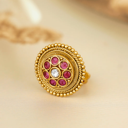 Round Heritage Pink Stone Ring