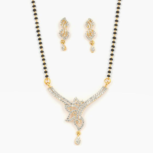 Office Wear Fancy Beautiful Diamond Drop Pendant Mangalsutra - Rukhmani
