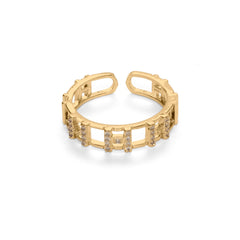 Double Row Diamond H Shape Design Unique Ring