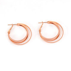 Beautiful Rose Gold Plated Layered Round Hoop Earrings - Rukhmani