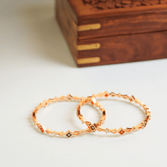 Unique Design Colorful Diamond Antique Structure Gold Plated Bangles - Rukhmani