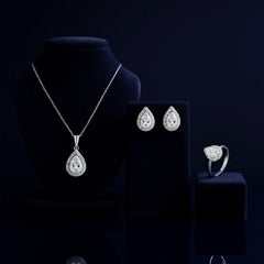 925 Sterling Silver Teardrop Radiance Jewellery Set