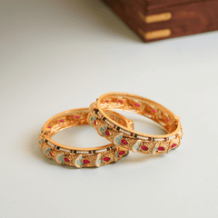 Gold plated pearl rajwadi bangle kada - Rukhmani
