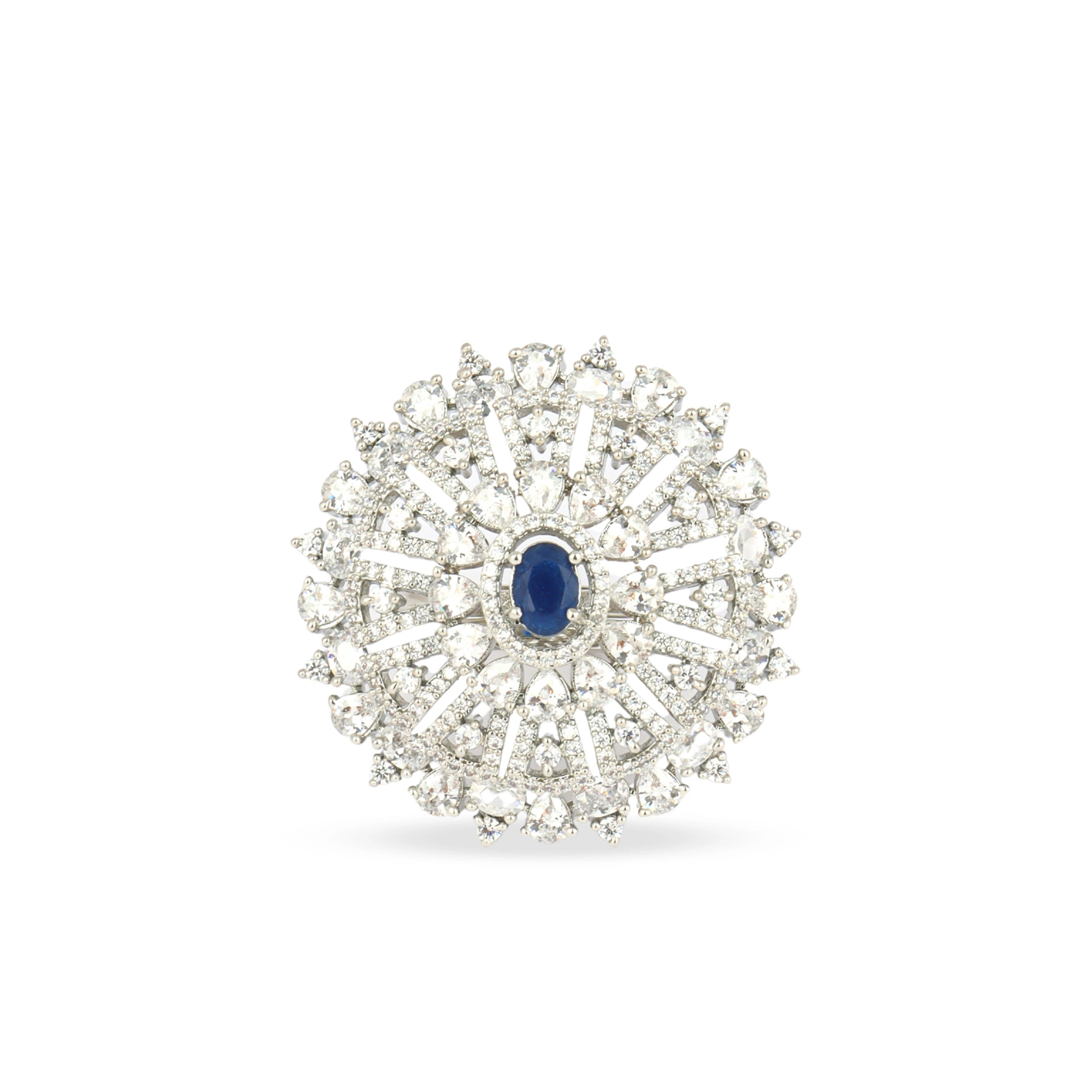 Whispers of Blue American Diamond Ring - Rukhmani