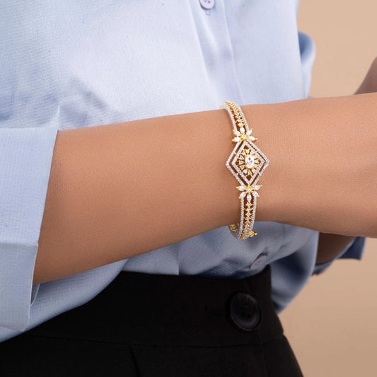 Unique Square Design gold plated diamond Bracelet - Rukhmani