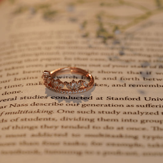 Latest Designer White Stone Diamond Rose Gold Plated Ring