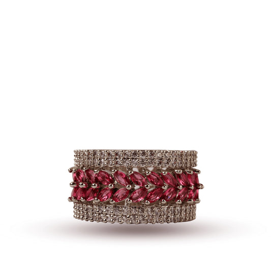 Antique Design Diamond Silver Plated Adjustable Ring