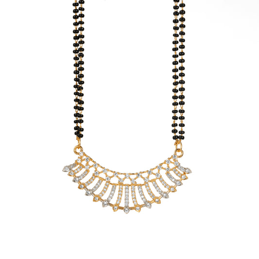 Gold Plated Crystal Diamond Pendant Mangalsutra