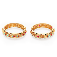 Gold plated pearl rajwadi bangle kada - Rukhmani