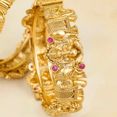 Fancy Design Gaj Laxmi Gold Plated Bangles