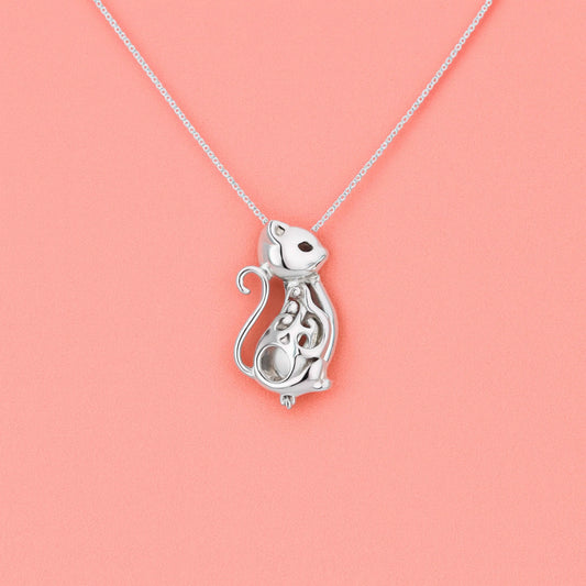 Cat Outline Pendant in 925 Sterling Silver