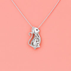 Cat Outline Pendant in 925 Sterling Silver