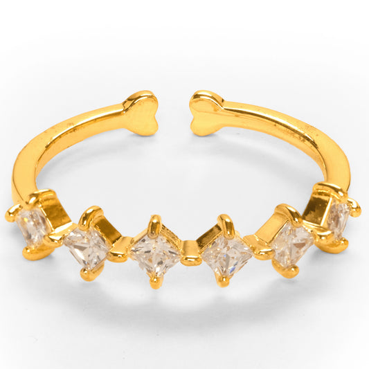 Fancy Hazel  Diamond Gold Plated Adjustable Rings
