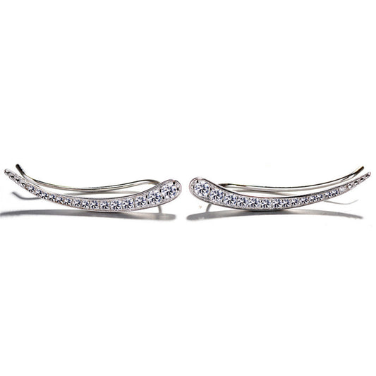 925 Sterling Silver Rhodium Plated Minimalist Ear Cuffs with Cubic Zirconia