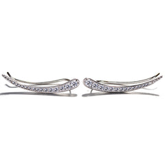 925 Sterling Silver Rhodium Plated Minimalist Ear Cuffs with Cubic Zirconia