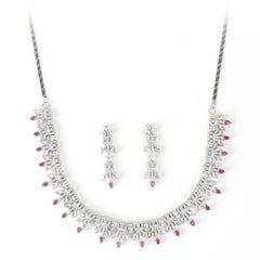 The Rose's Secret Diamond Necklace with Earrings - Rukhmani