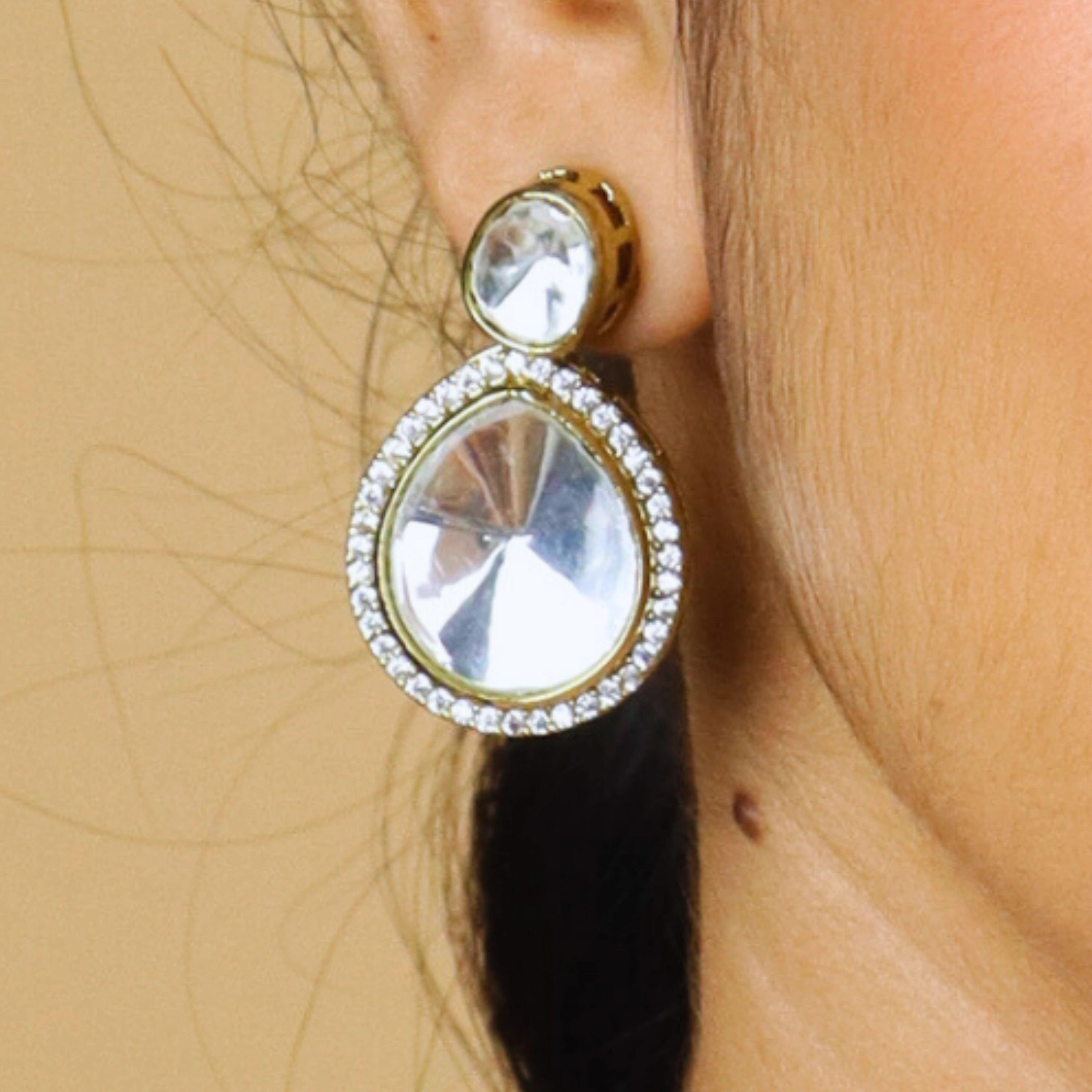 Party Wear Diamond Chain Necklace With Earrings - Rukhmani