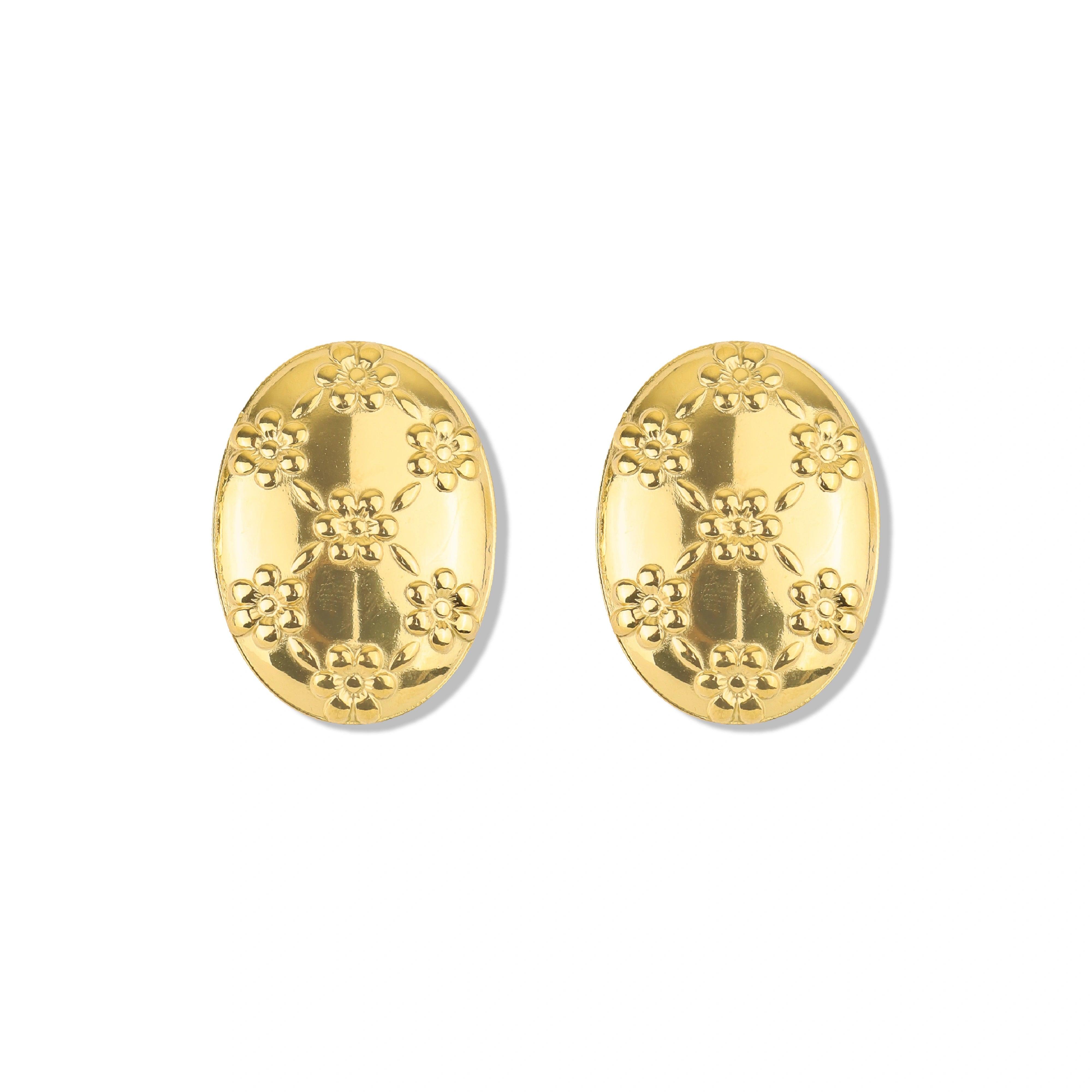 Chunky Texture Studs Gold Plated Earrings - Rukhmani