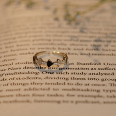 Latest Black Design White Diamond Gold Plated Rings
