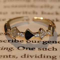 Latest Black Design White Diamond Gold Plated Rings