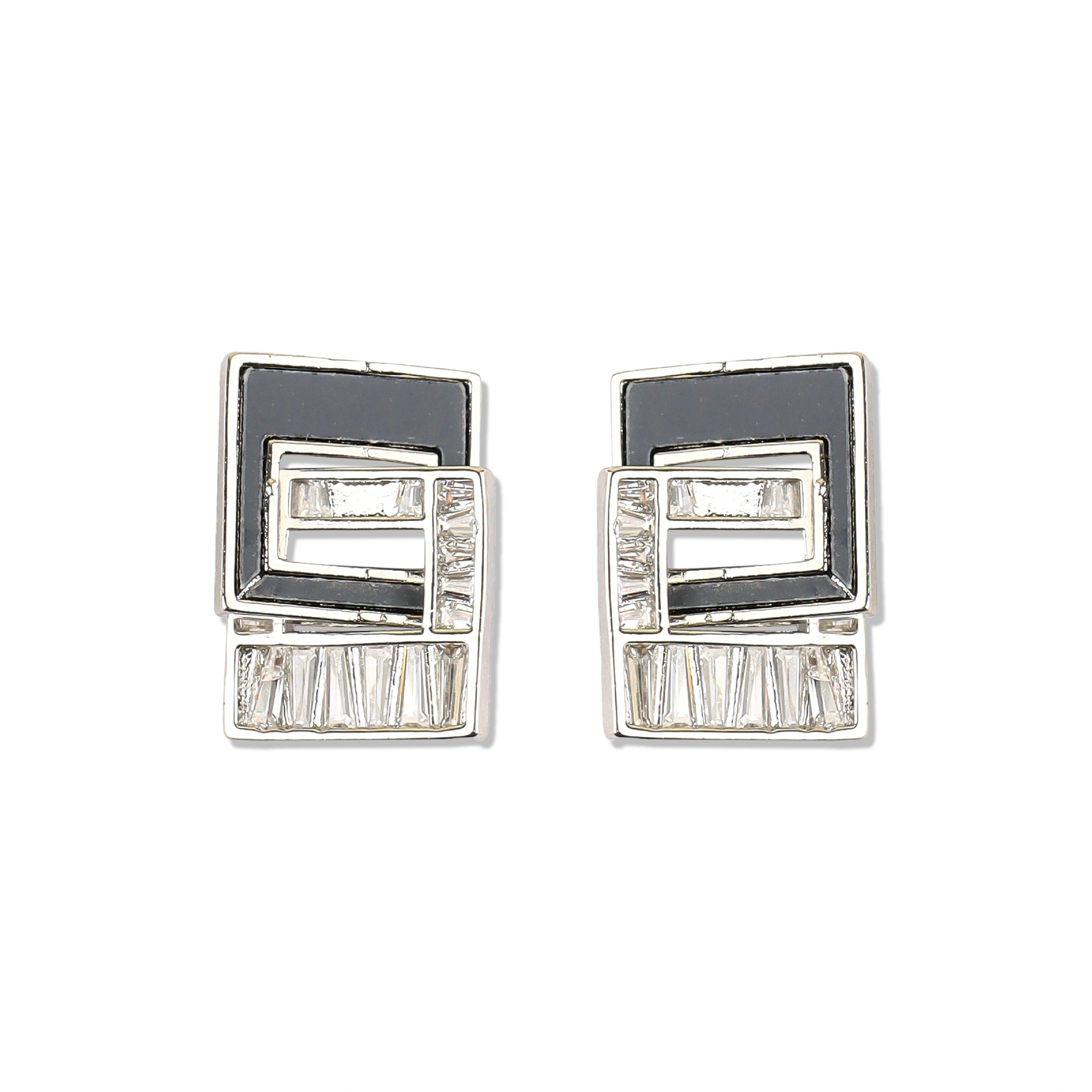 Silver Plated Triangle Square Earrings - Rukhmani