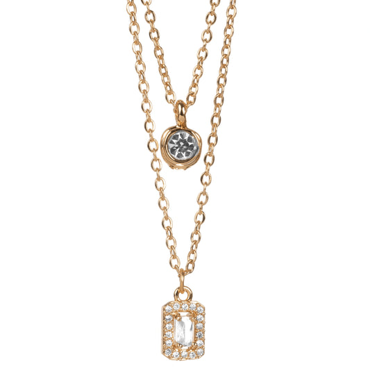 Trendy Gold Plated Double Layer Unique Design Diamond Pendant Necklace