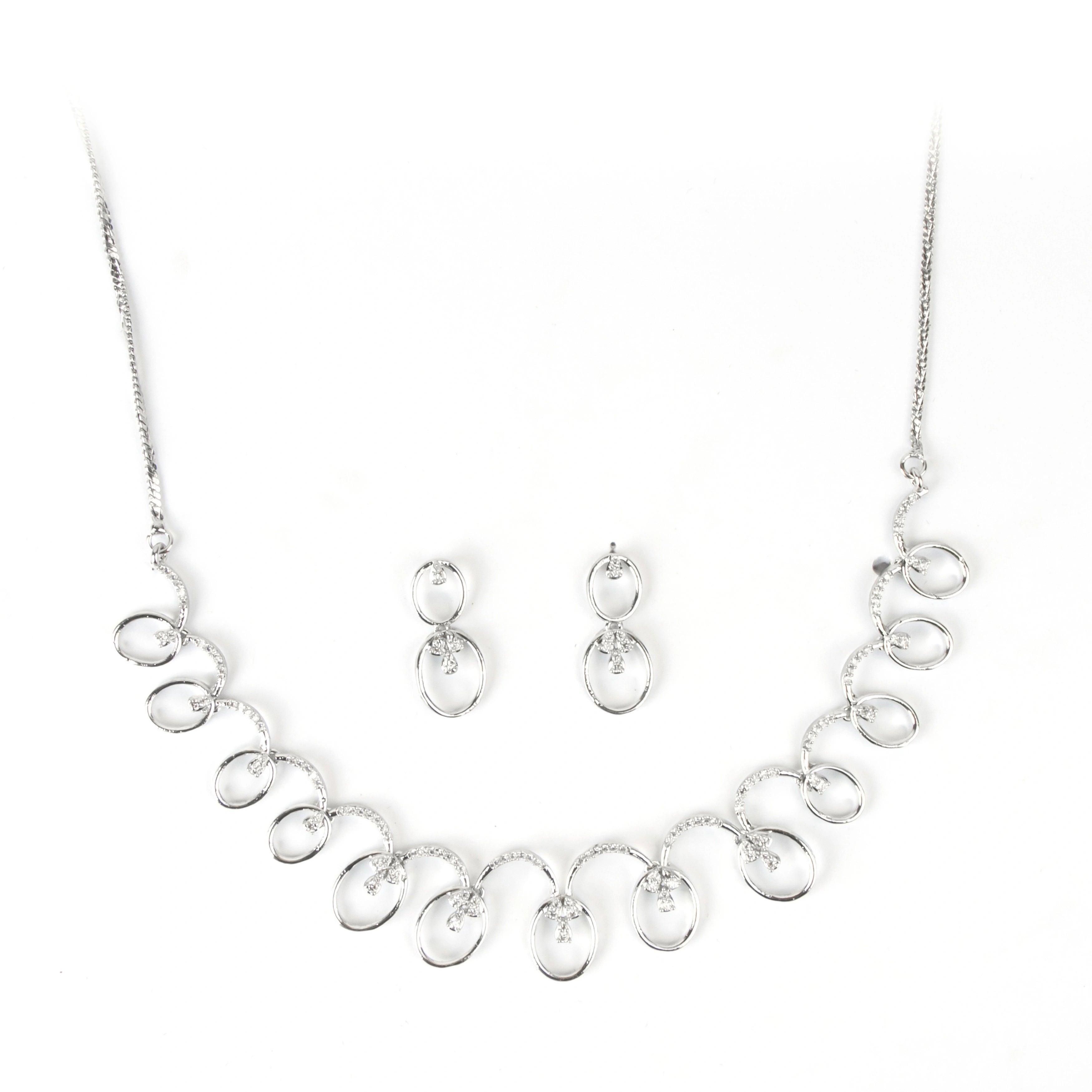 Celestial Diamond Necklace with Earrings - Rukhmani