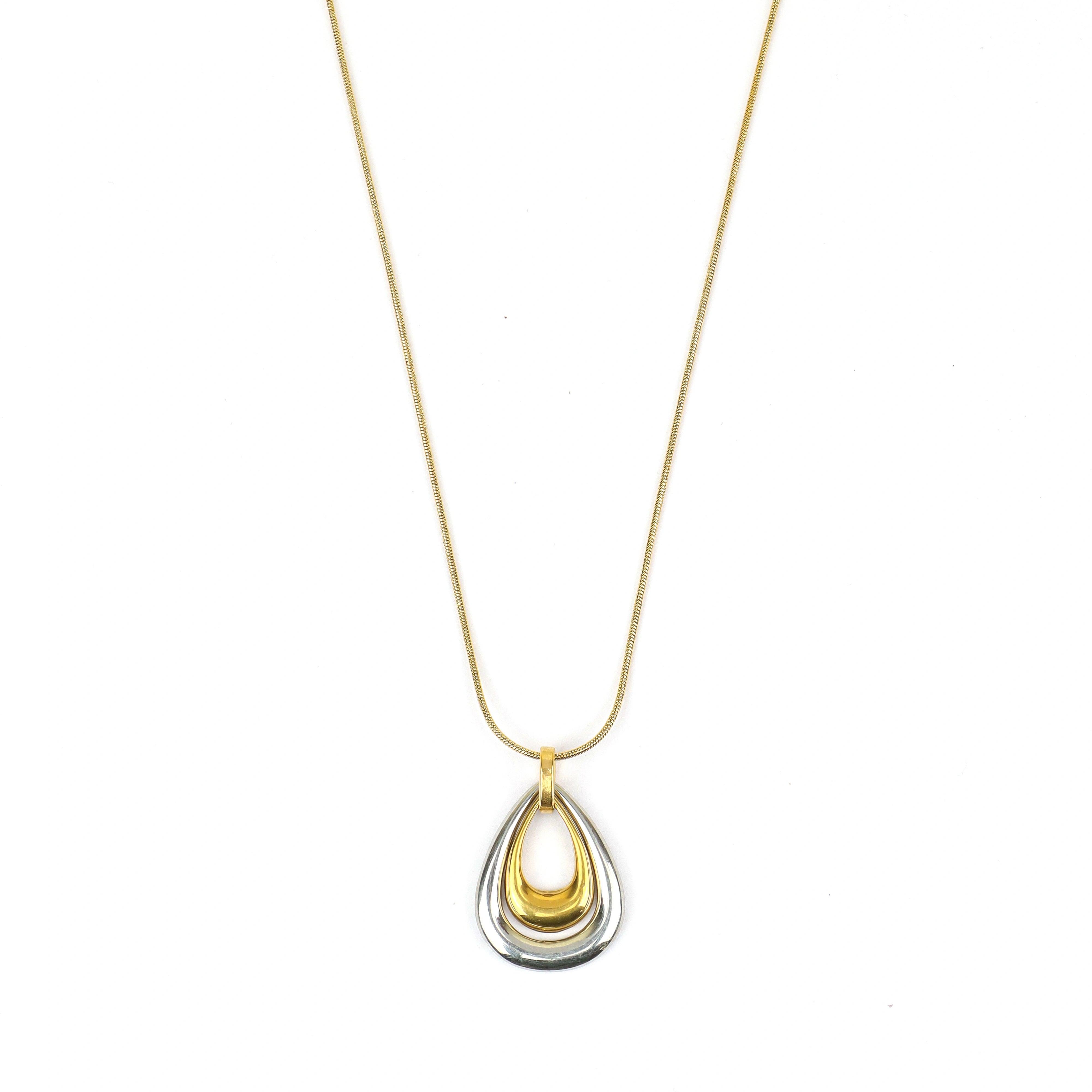 Duel Tone Chunky Anti Tarnished Chain Pendant - Rukhmani