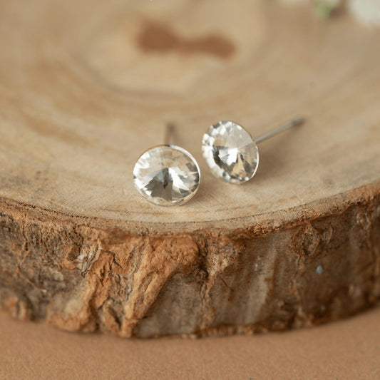 Silver Plated Diamond Stud Earrings - Rukhmani