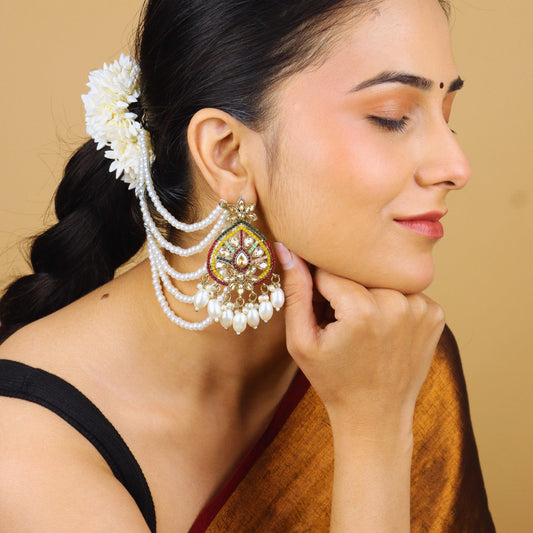 Mehfil jhumka with pearl Chain - Rukhmani