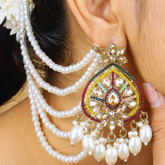 Mehfil jhumka with pearl Chain - Rukhmani