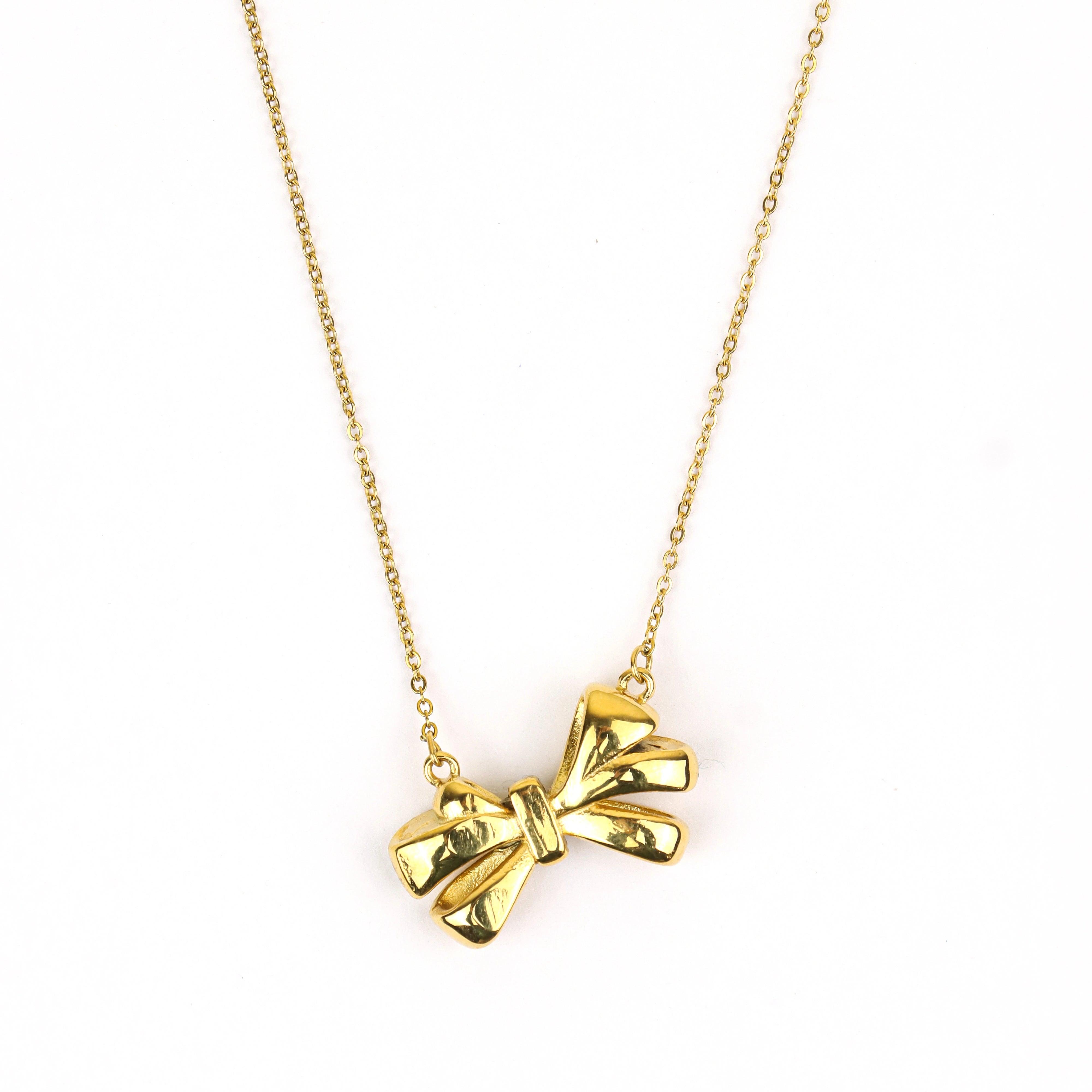 Bow Knoted Chain Pendant With American Diamonds - Rukhmani