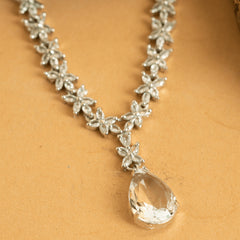 White Drop American Diamond Necklace Set With Earrings