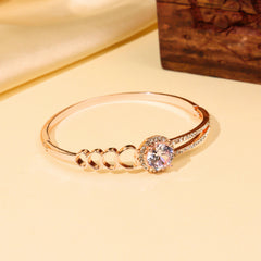 Rose Gold Plated Solitar Diamond Kada Bracelet - Rukhmani