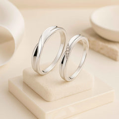 Elegant Twist Couple Rings – 925 Sterling Silver