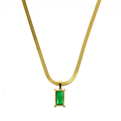 Emerald Gold Plated Anti Tarnished Chain Pendant - Rukhmani
