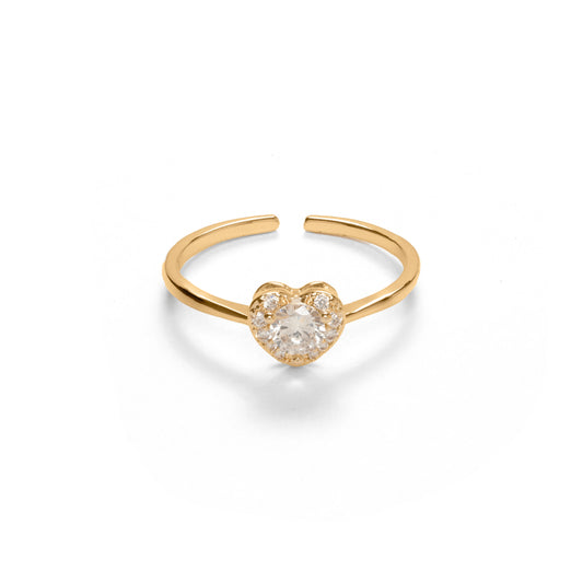 Latest Heart Shape Diamond Gold Plated Adjustable Rings