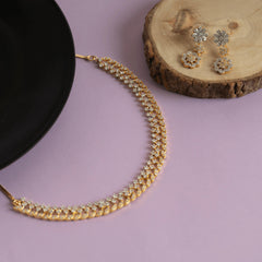 Set of gold plated diamond necklace and earring - Rukhmani