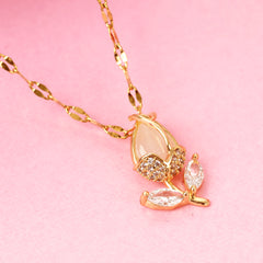 Fancy Design Mother of Pearl Rose Gold Plated Pendant Chain