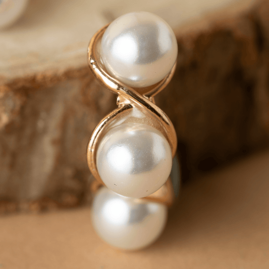 Gold Plated Three Pearl Hoop Earrings - Rukhmani