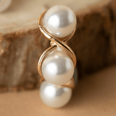 Gold Plated Three Pearl Hoop Earrings - Rukhmani