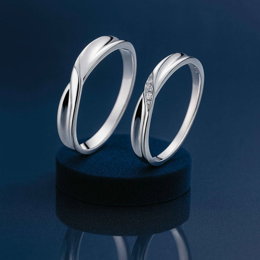 Elegant Twist Couple Rings – 925 Sterling Silver