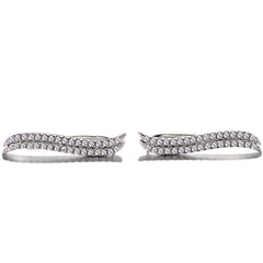925 Sterling Silver Rhodium Plated Double Row Ear Cuffs with Cubic Zirconia