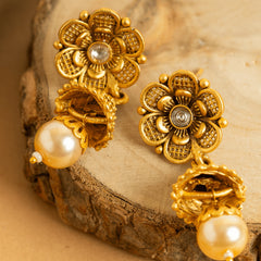 Traditional Gold Plated Pearl Designer Rajwadi Set With Earrings