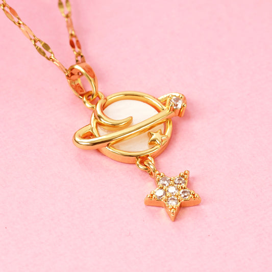 Latest Design Gold Plated Mother of Pearl Star Pendant Chain