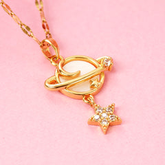 Latest Design Gold Plated Mother of Pearl Star Pendant Chain