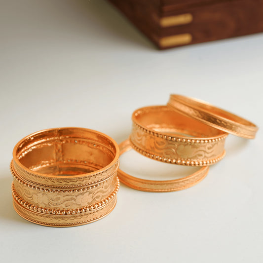 Trending One Dip Gold Plated Fancy Design Elegant Bangles Set