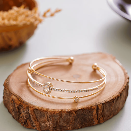 Adjustable gold plated layered diamond Bracelet