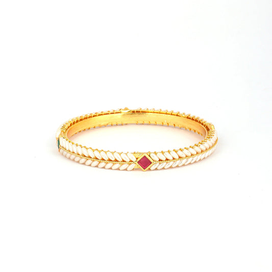 Gold Plated Maharashtrian Pearl Bangles - Rukhmani