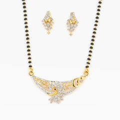 Latest Fancy Gold Plated American Diamond Pendant Mangalsutra - Rukhmani